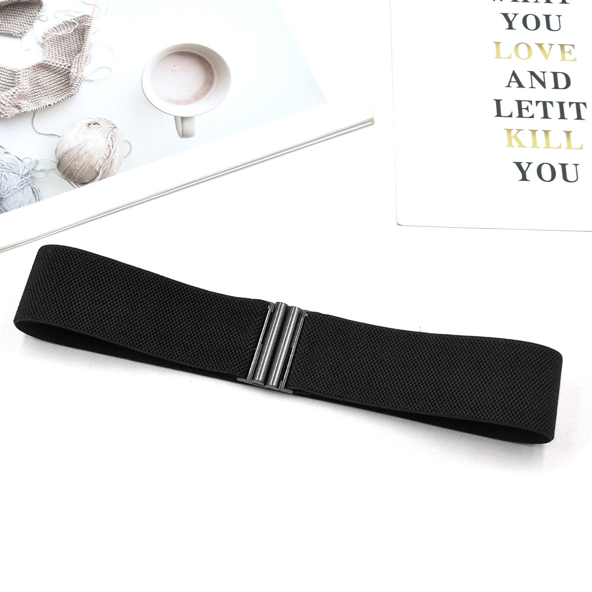 Red elastic waist seal wide belt