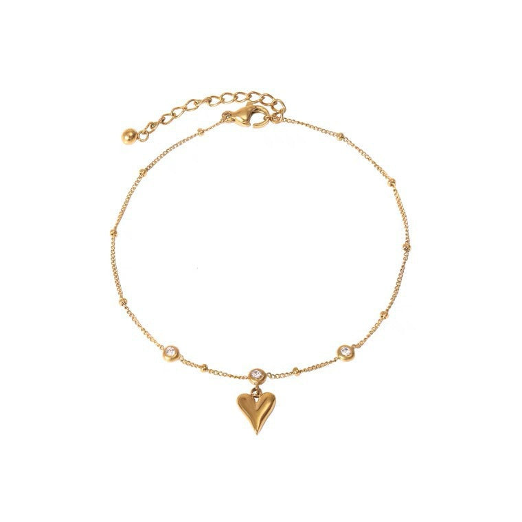 18K Gold Love Crystal Anklet — Trendy Women's Anklet