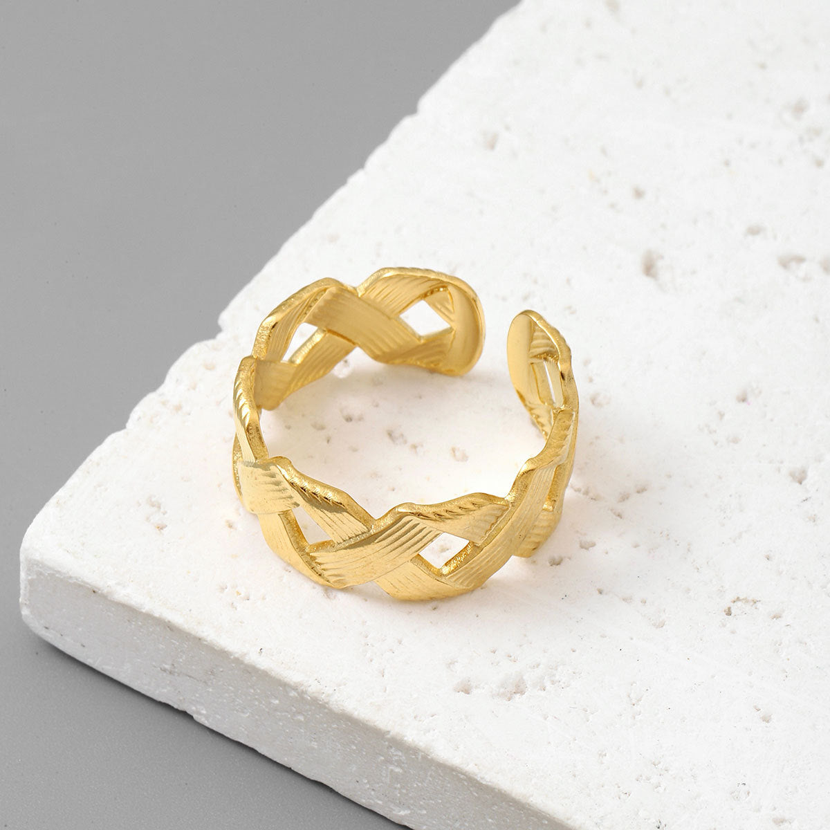 18K real gold titanium steel ring