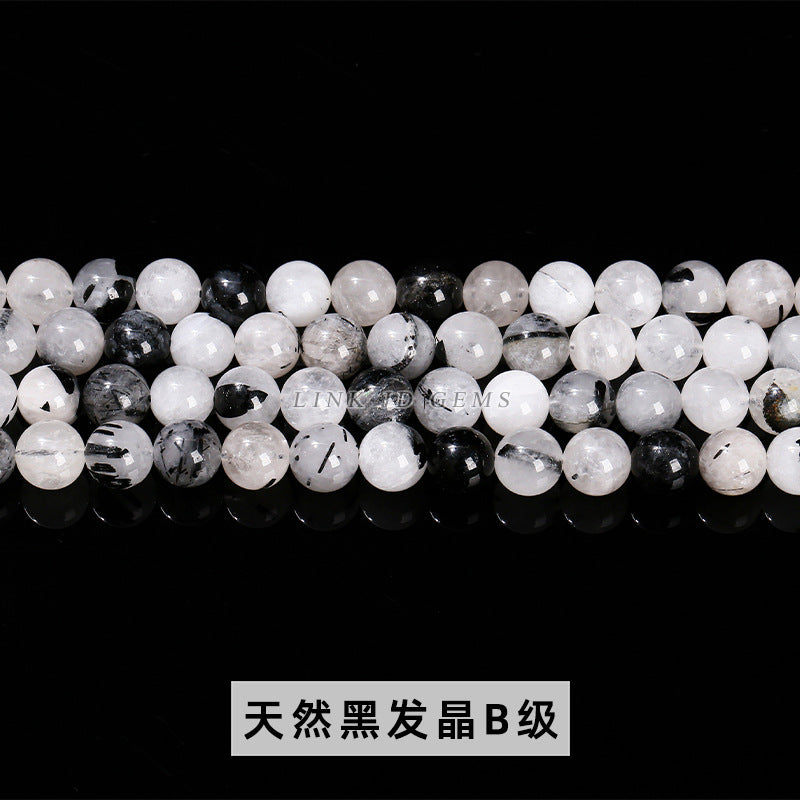 Black hair crystal loose beads round beads work in progress