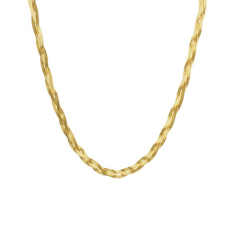 Three-Layer Wrapped Snake Chain Necklace — Retro Collarbone Style