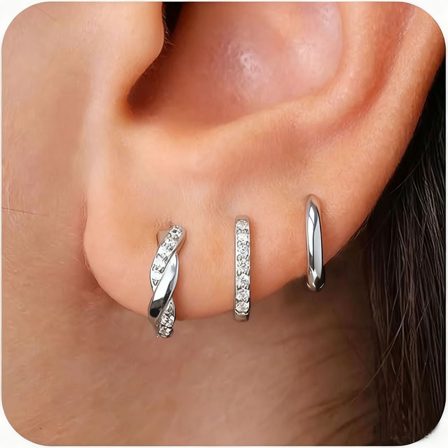 Gold Plated Geometric Zircon Earring Set