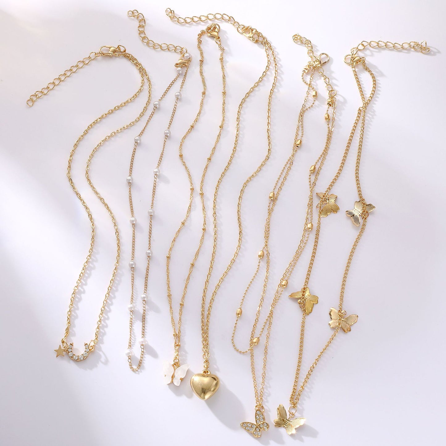 Dripping Butterfly Peach Heart Necklace Set