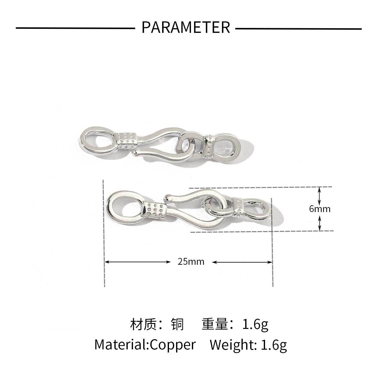 18K real gold copper zircon detachable connecting buckle