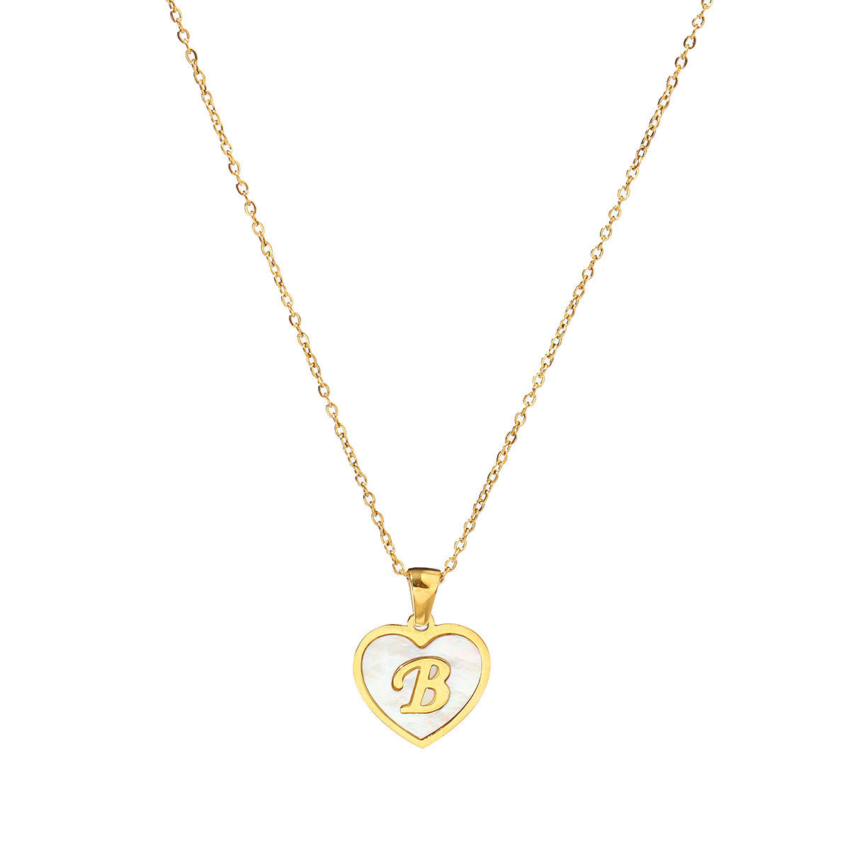 Titanium steel heart-shaped 26 English letter necklace
