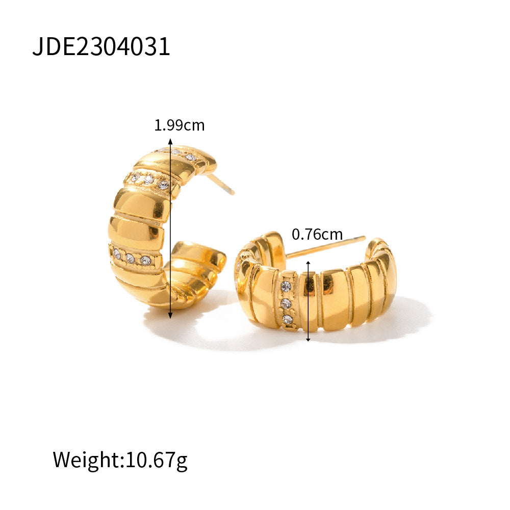 Bread pattern C-shaped earrings