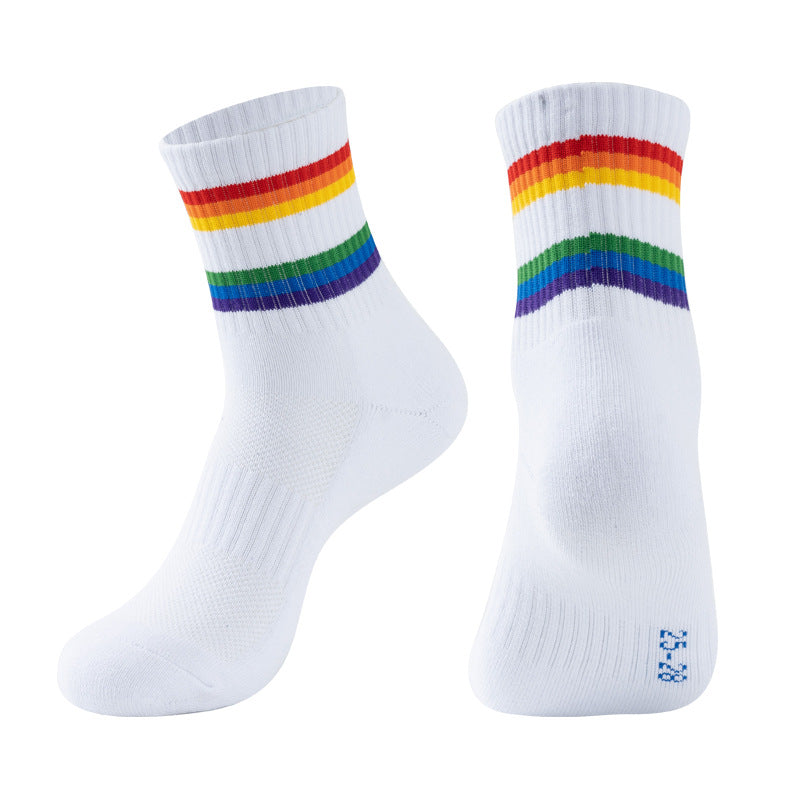 Thick Terry Rainbow Badminton Socks