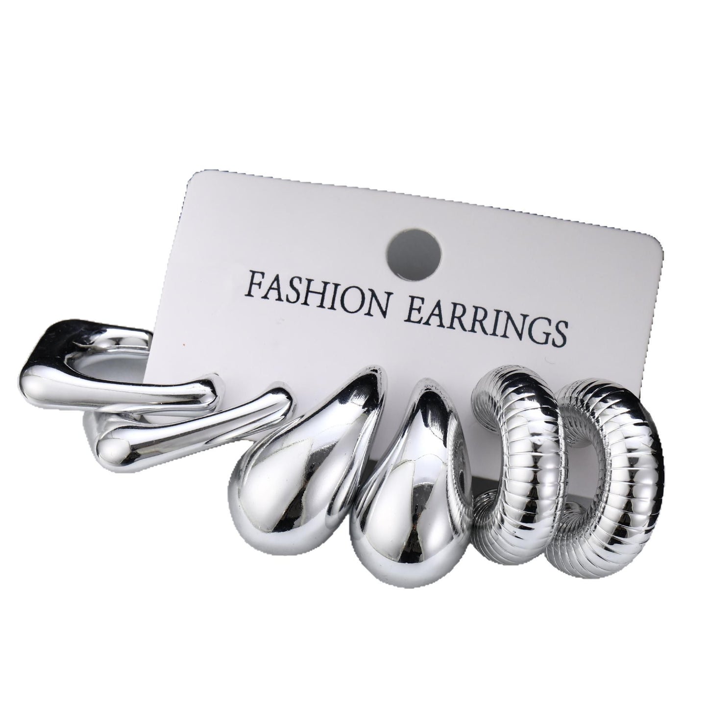 3-Pair Geometric Waterdrop Earring Set