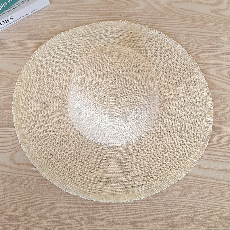 Tassel Fringe Straw Hat Wide Brim Sun Protection Beach Hat