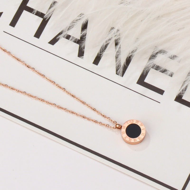 Roman numeral titanium steel necklace