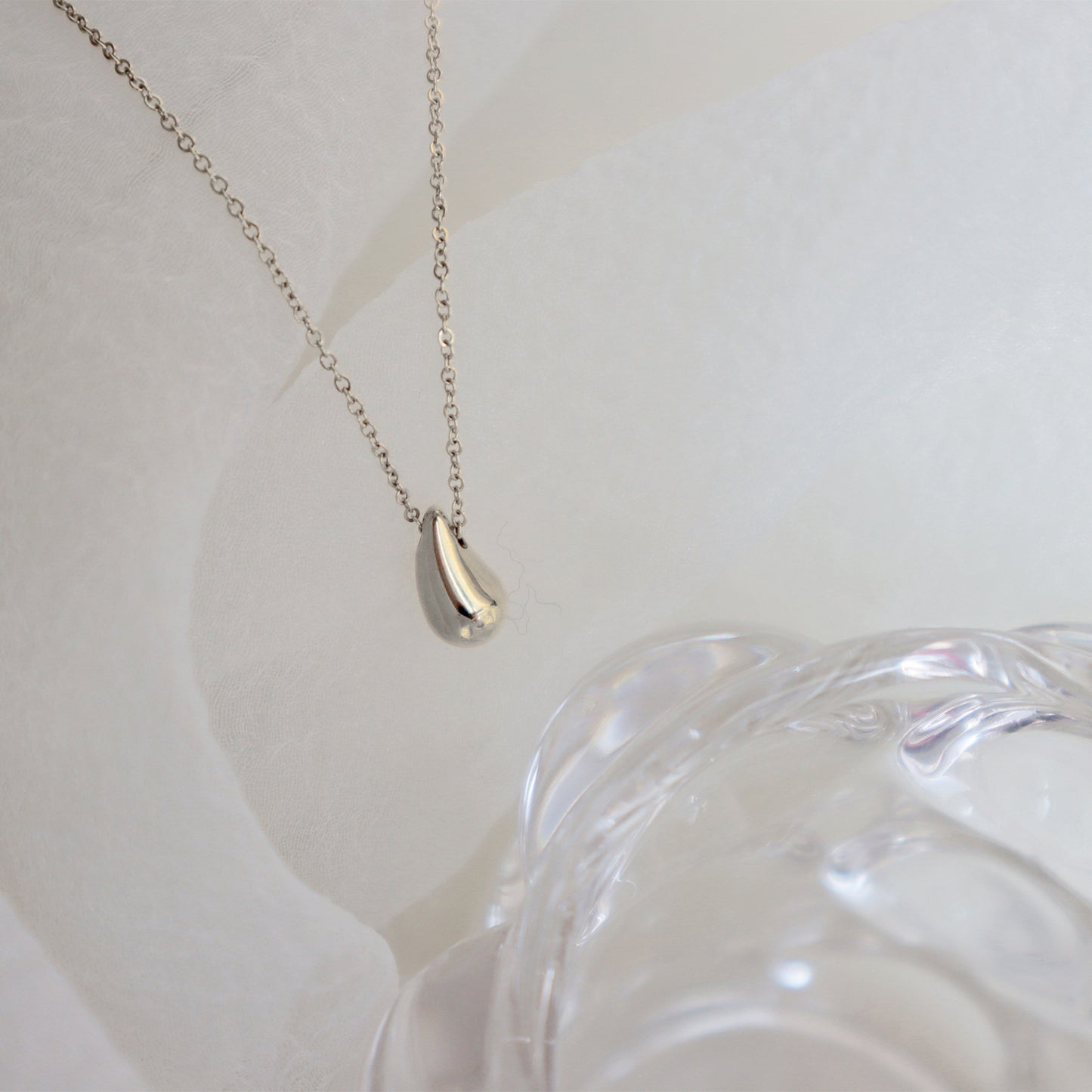 Water drop titanium steel necklace