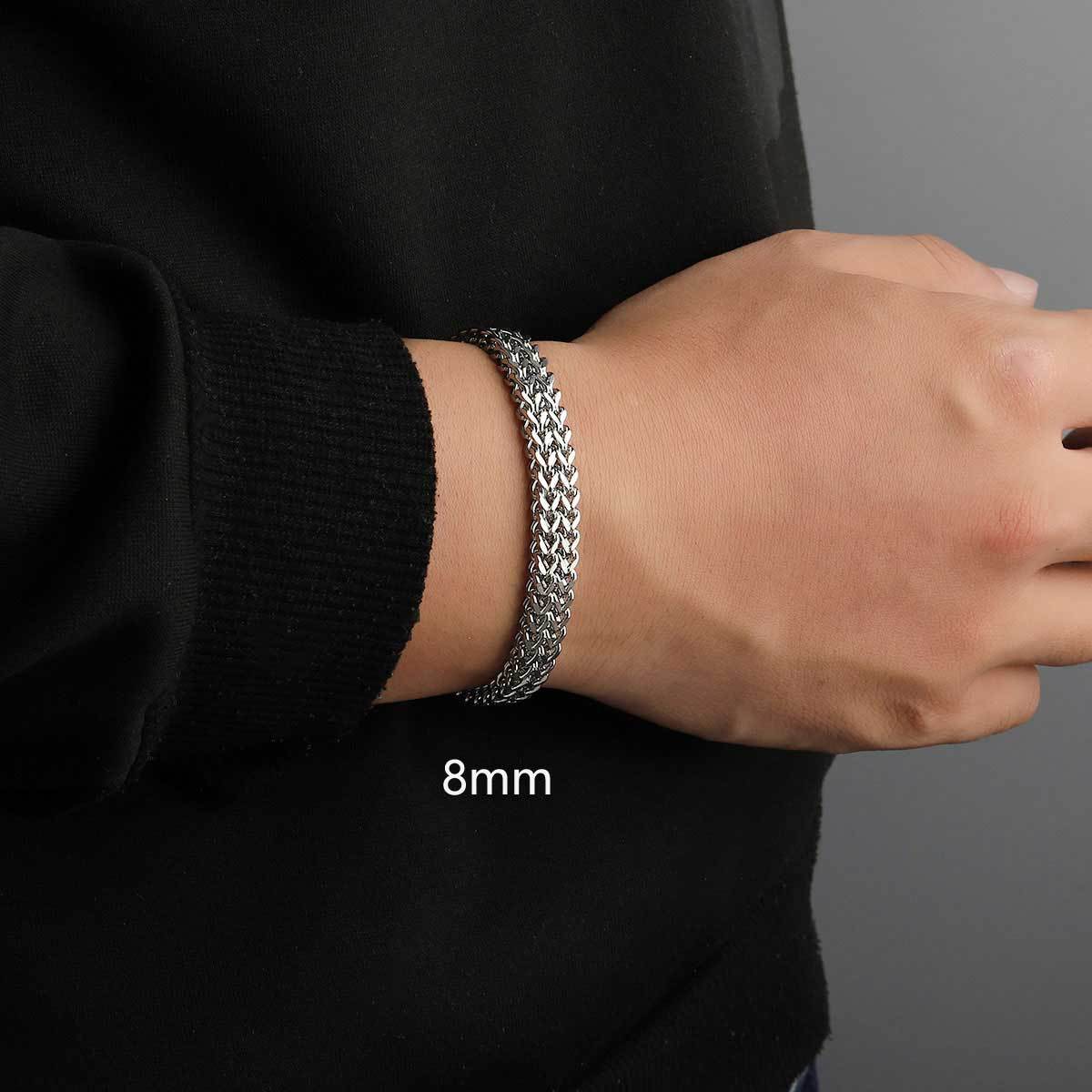 Titanium steel double row men's 8-12mm stainless steel bracelet