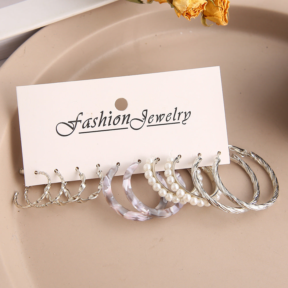 5-piece set of acrylic twist hoop earrings