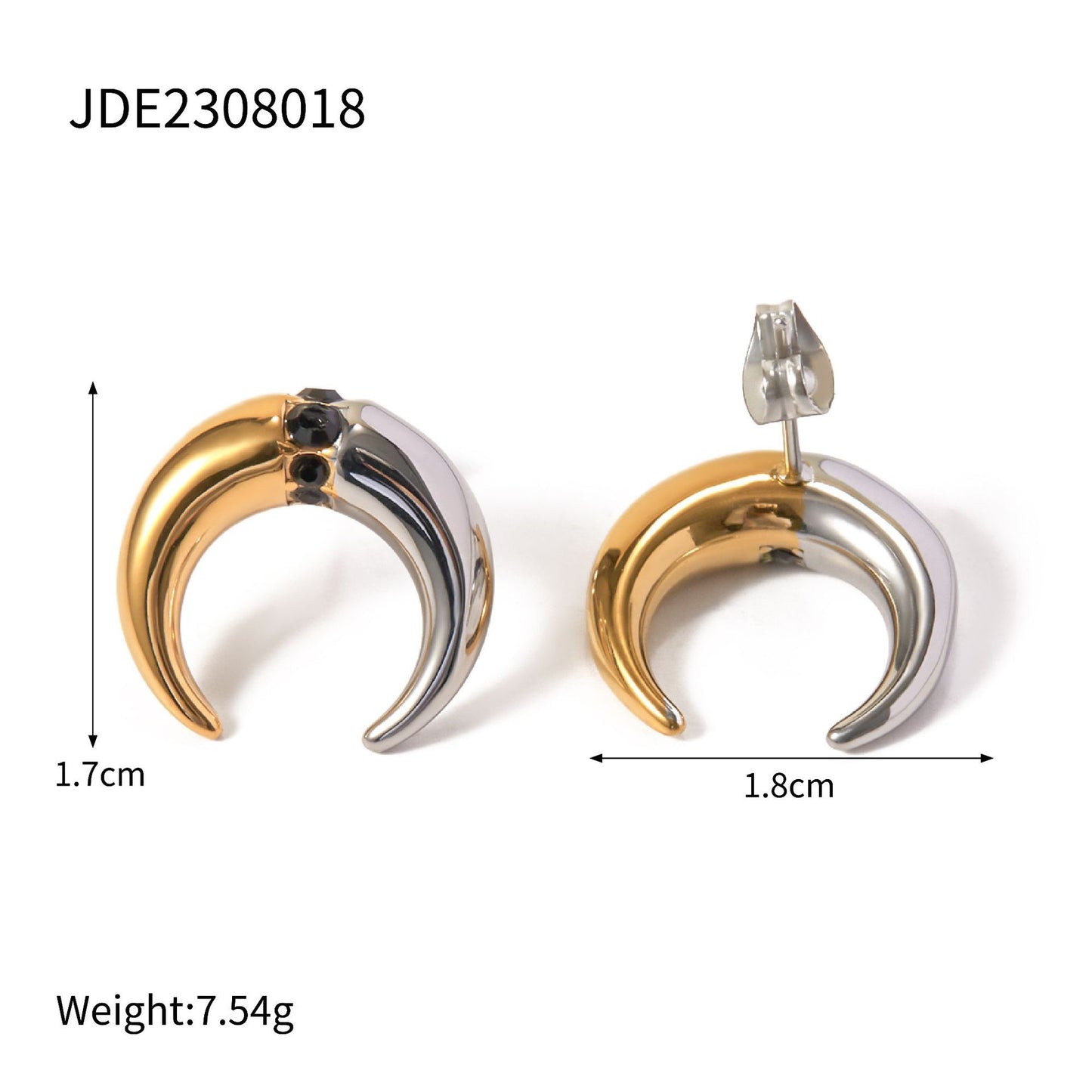 Two-tone gold steel earrings