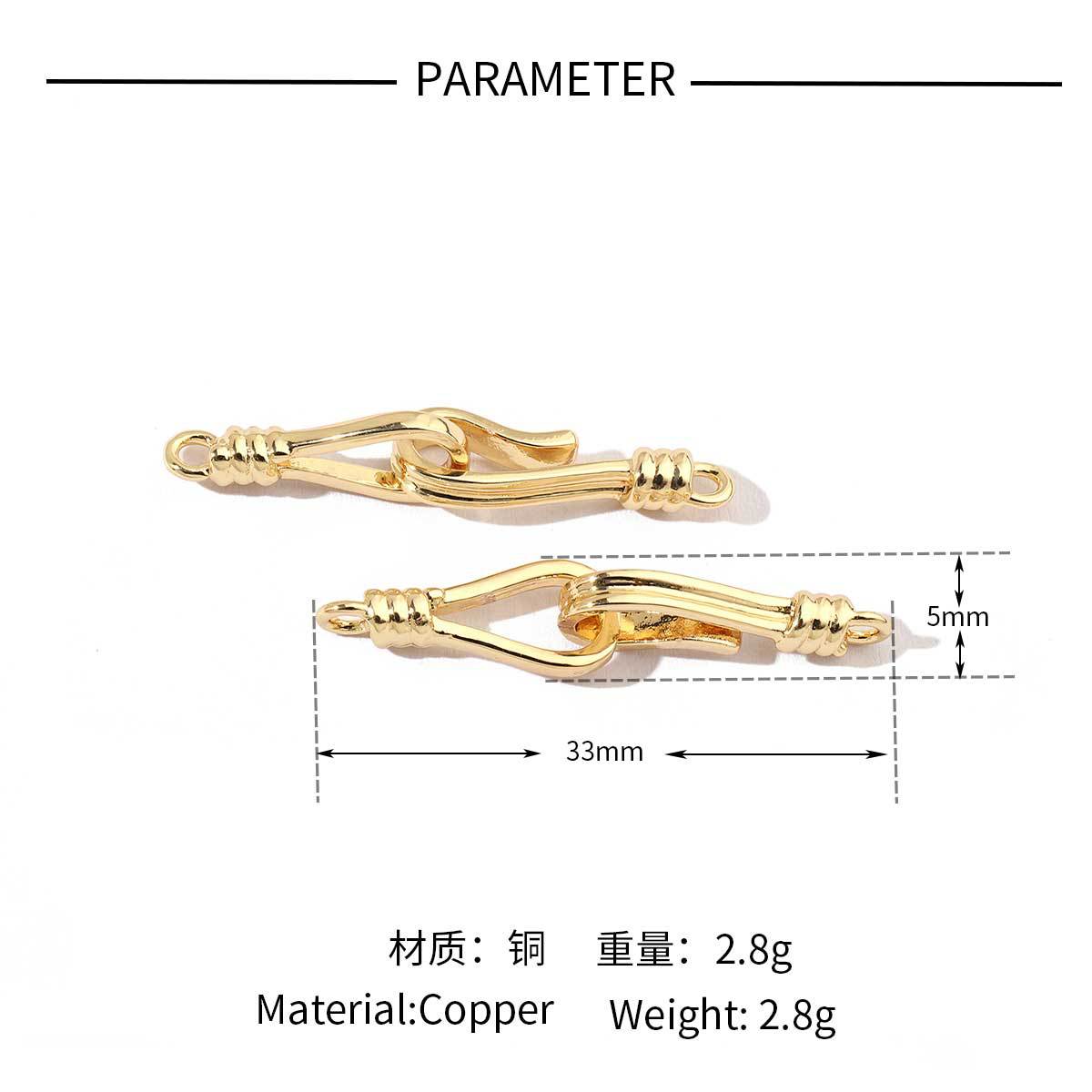 18K gold-coated rose copper zircon detachable connecting buckle