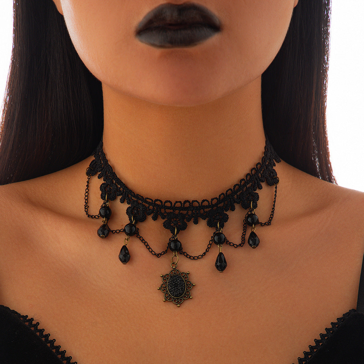 Pumpkin Festival Spider Web Lace Necklace