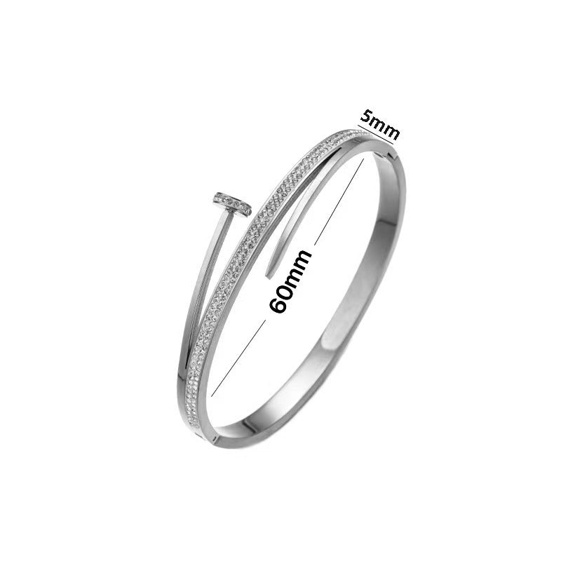 Pulsera de moda con diseño de uñas de acero inoxidable, acero titanio
