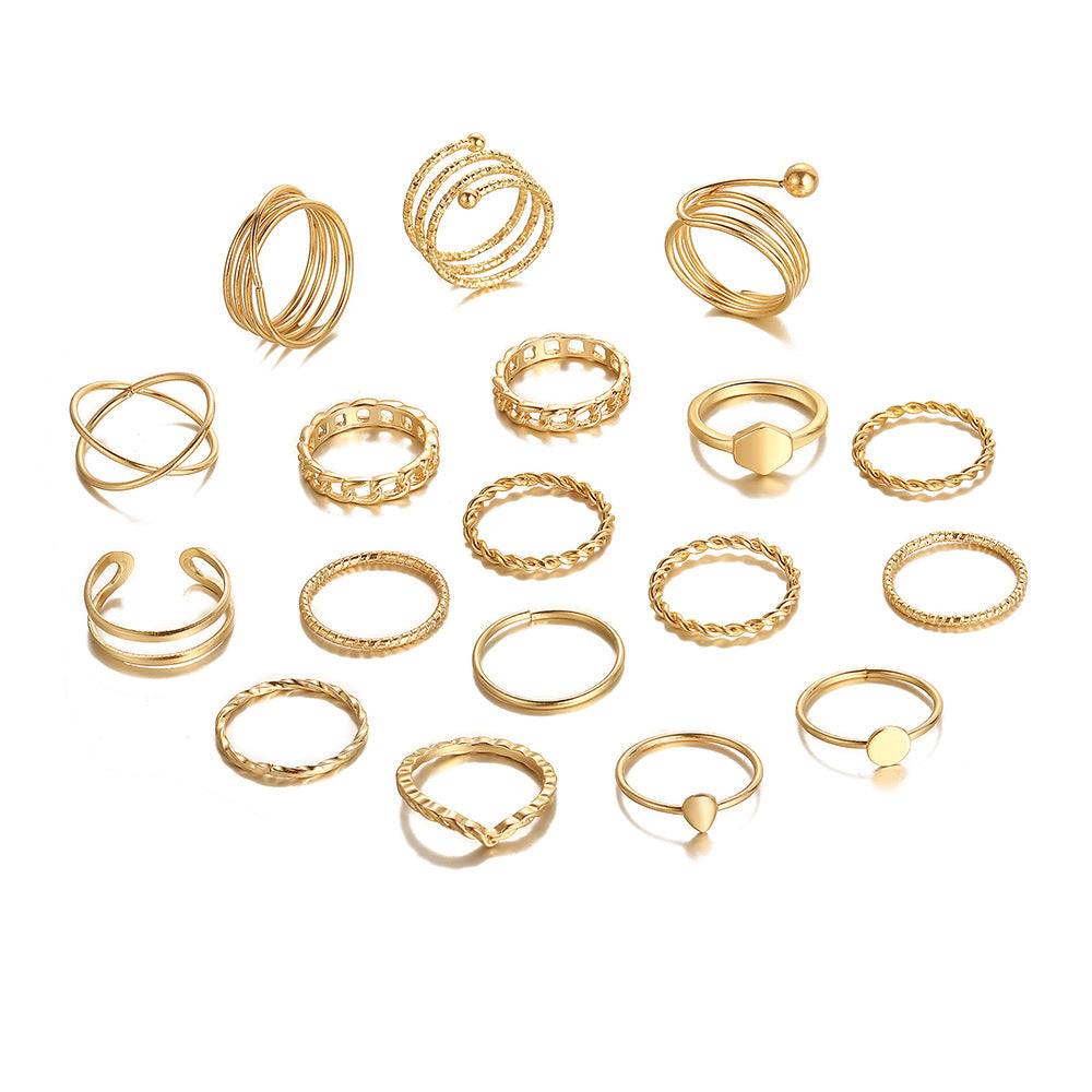 Geometric Stackable Ring Set (18-piece)