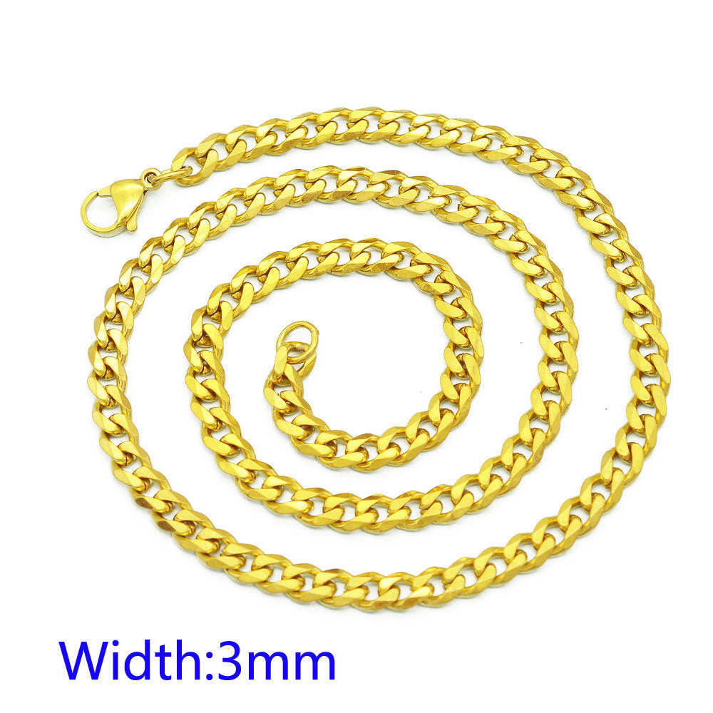 Collar de cadena cubana de acero inoxidable estilo hip hop para hombres y mujeres
