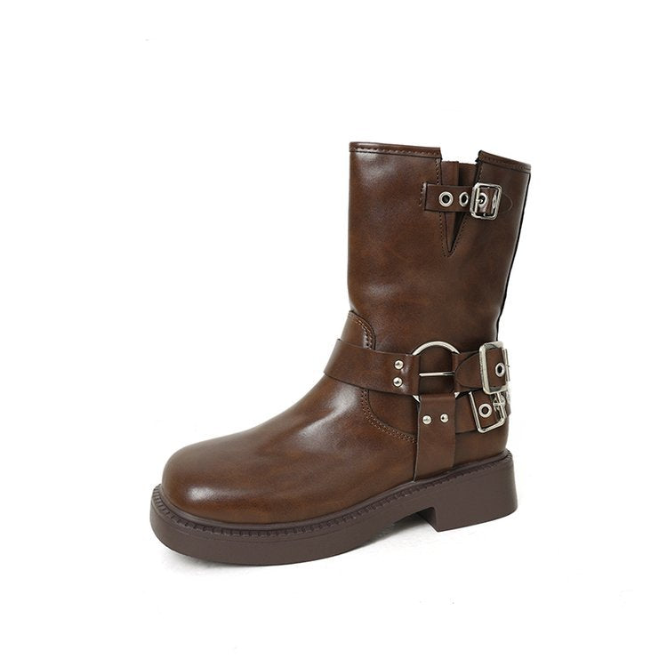 Solid Color Simple Medium Martin Boots