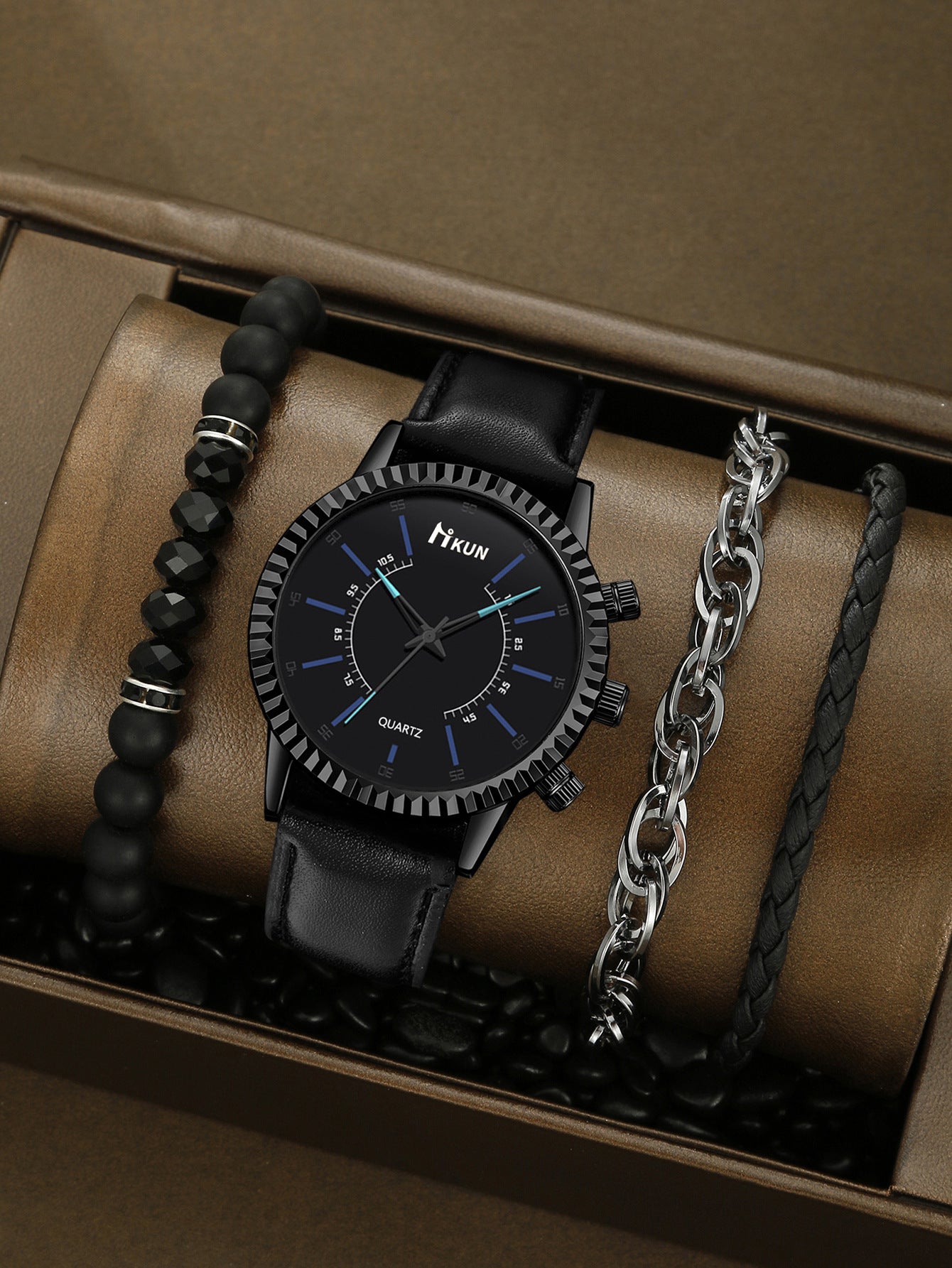 Watch Beaded Alloy Bracelet Set