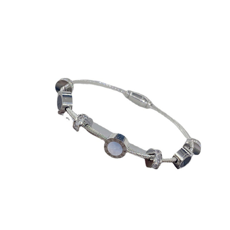 18K Titanium Steel Bracelet, Elegant Chic Magnetic Clasp