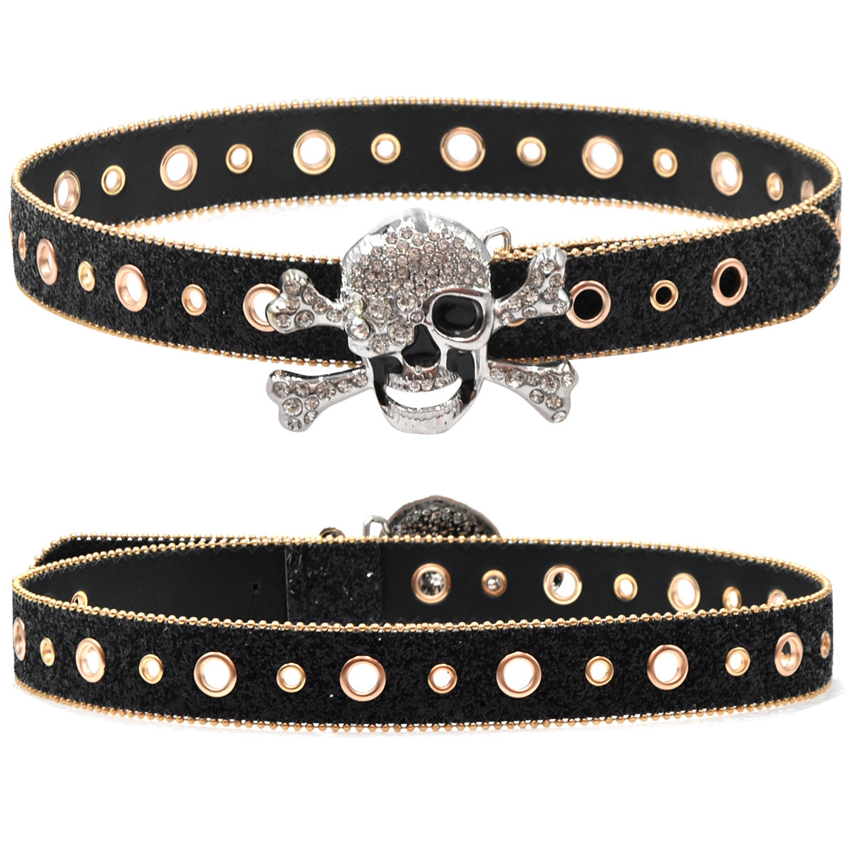 Rhinestone Rimmed Belt Skull