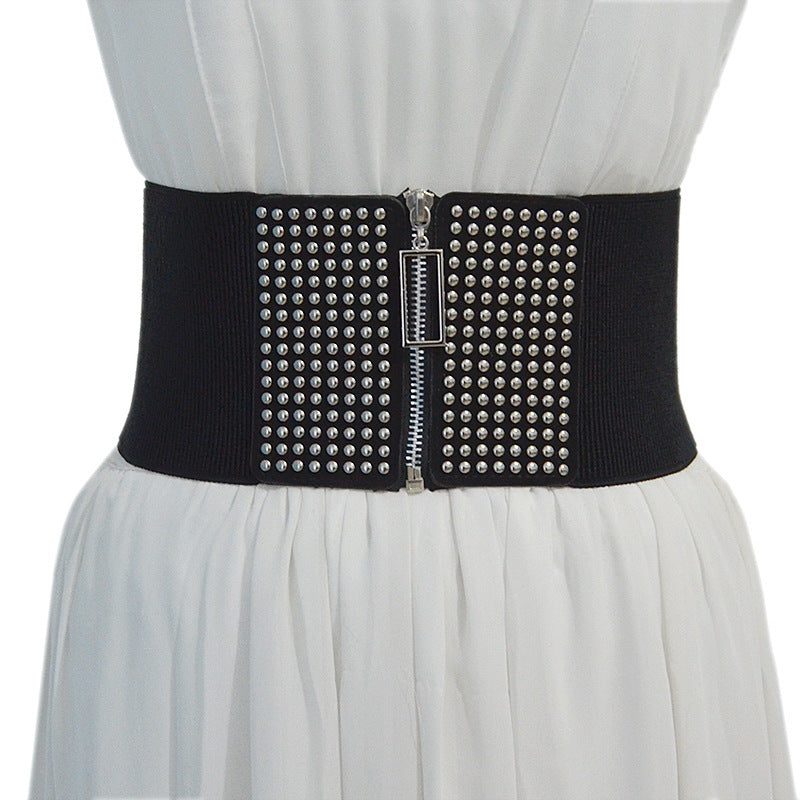 Punk style rivet flannel waist seal