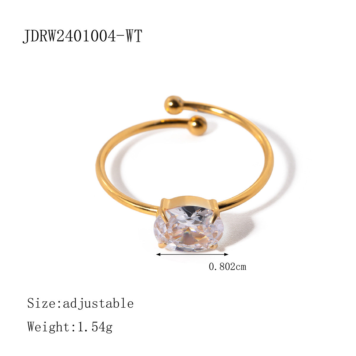 Pink Zirconia Adjustable Titanium Steel Ring