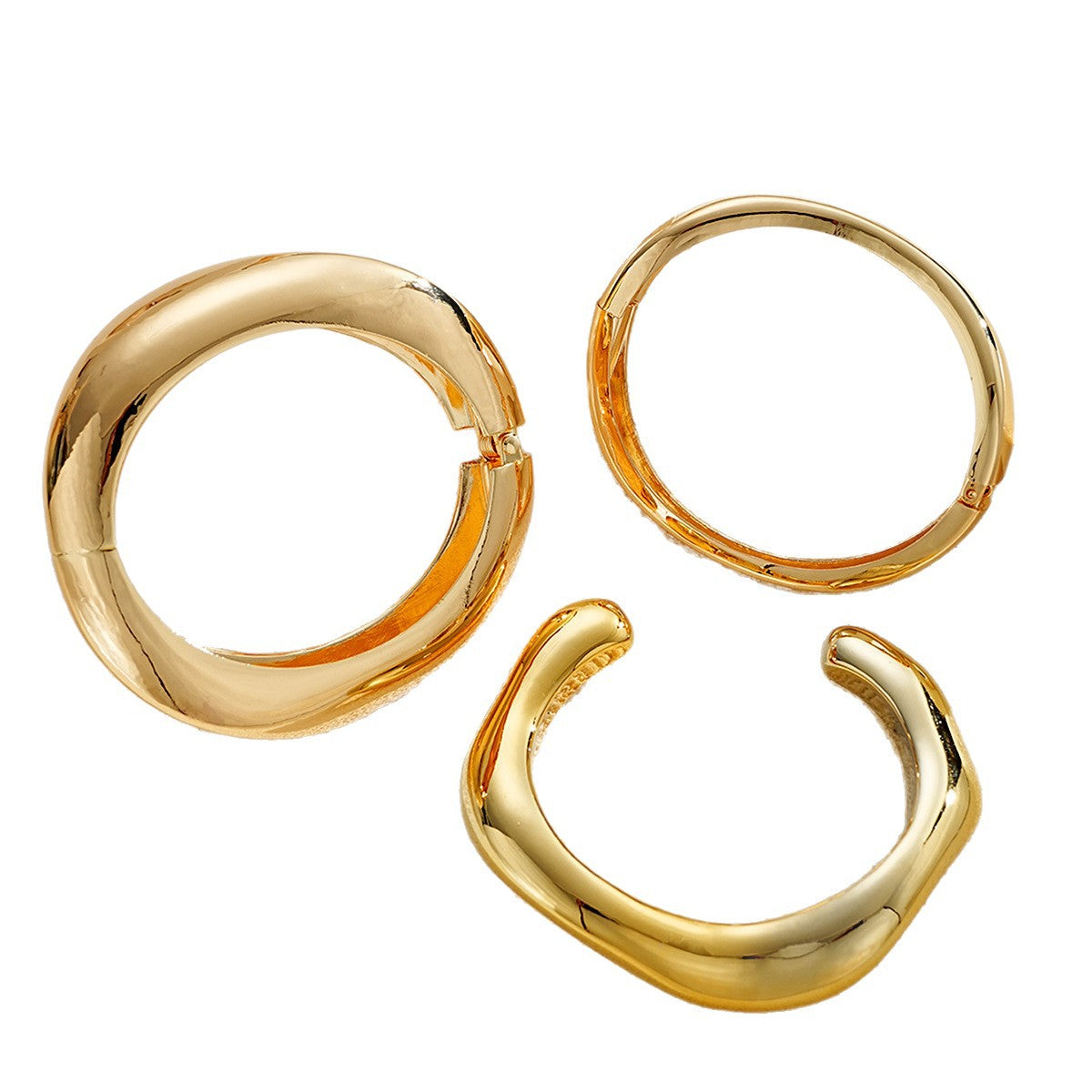 Gold Irregular Twist Bracelet Set (3pc)