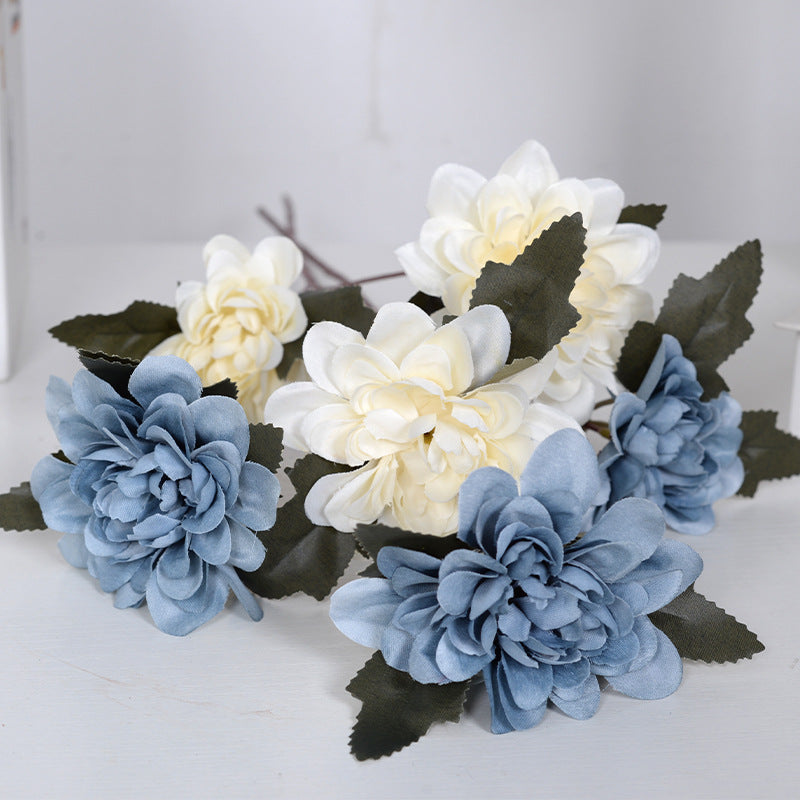 Simulation flower 3 heads dahlia silk flower fake flower peony flower