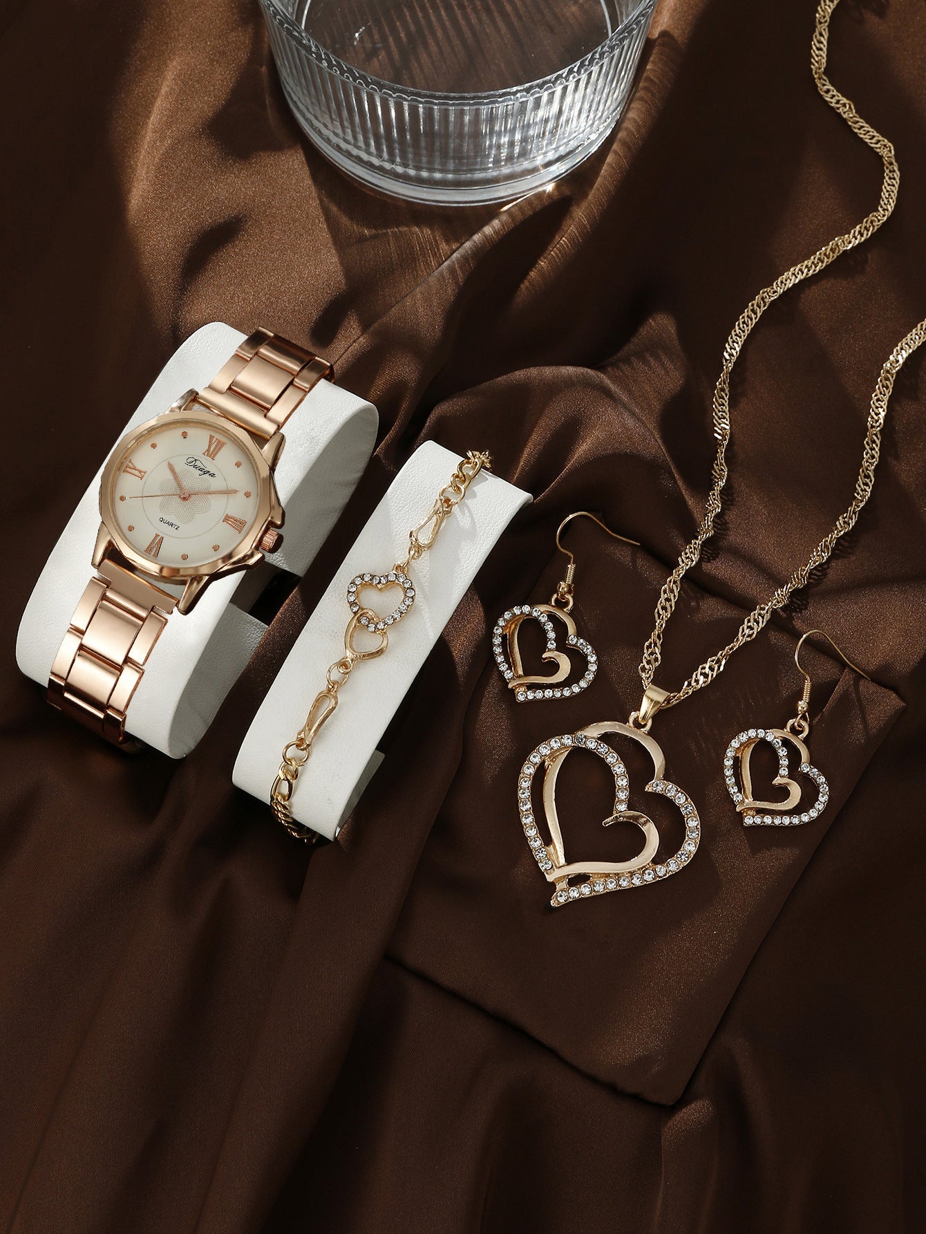 Steel belt quartz watch jewelry set