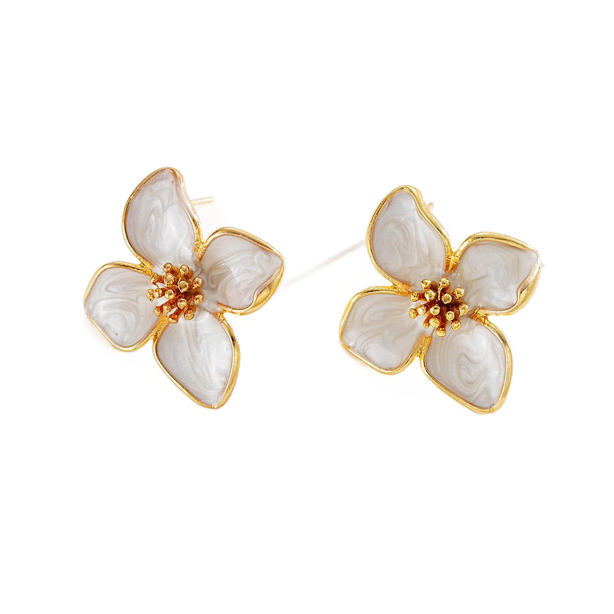 Vintage Drop Glaze Flower Stud Earrings