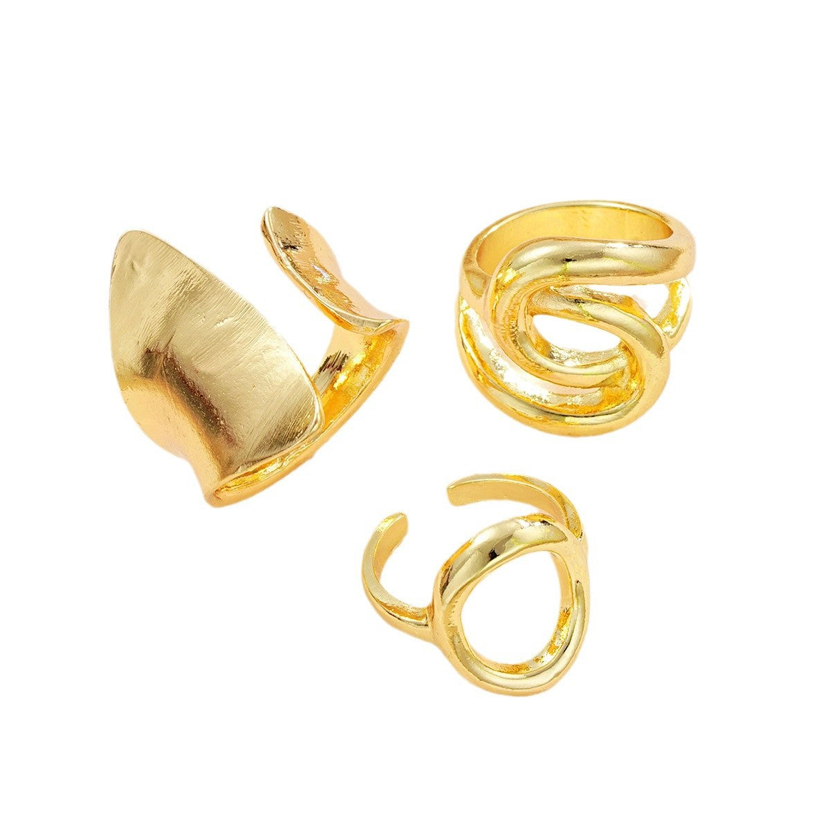 Gold Irregular Hollow Ring Set