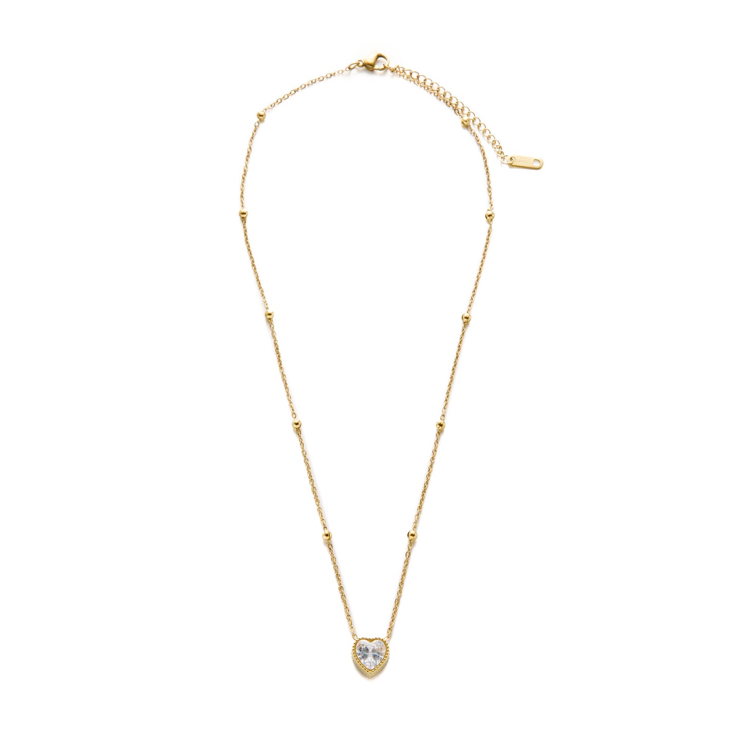 Stainless Steel 18K Gold Love Diamond Necklace