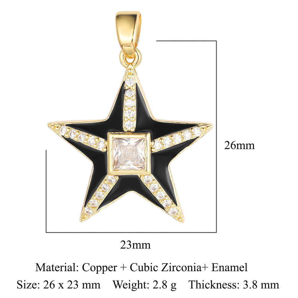 Colgante de cobre y circonita con forma de sol, luna y estrellas
