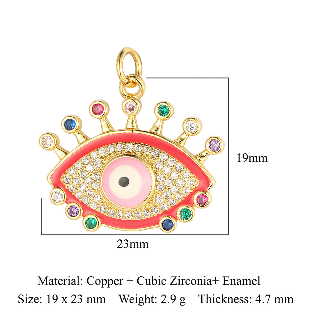 Oil drop copper zircon pendant palm eye face crown