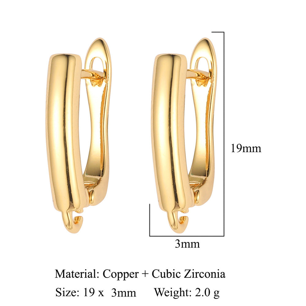 Hebilla de oreja para mujer con microincrustaciones de cobre y diamantes cuadrados