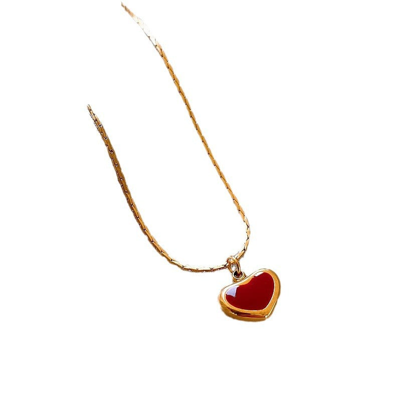 Women's Titanium Steel Red Love Clavicle Necklace — Minimal Luxury