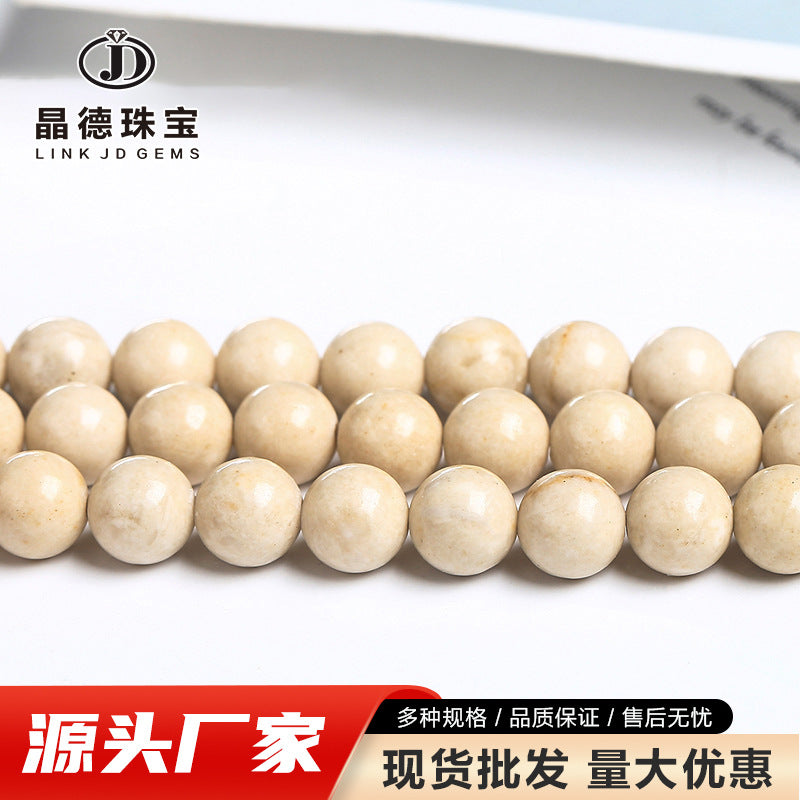 White fossil loose beads DIY jewelry accessories
