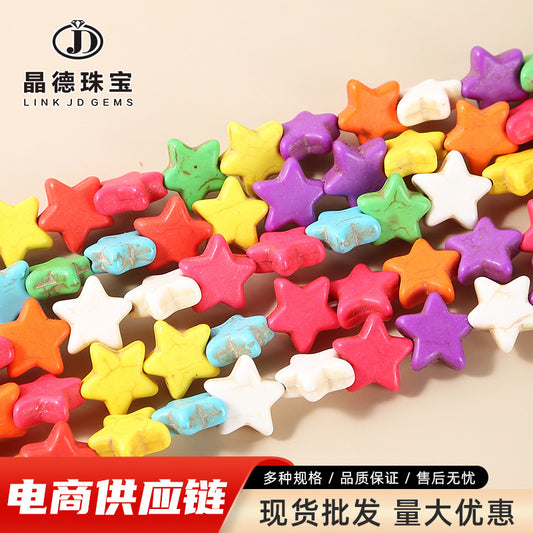 12 * 4Mm colorful turquoise pentagram loose beads