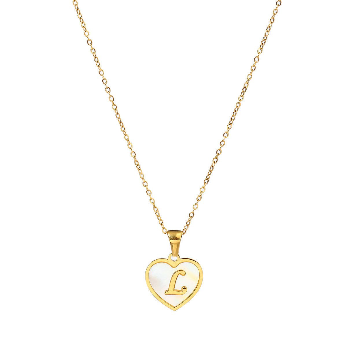 Titanium steel heart-shaped 26 English letter necklace