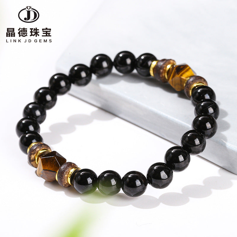 3A natural black agate bracelet