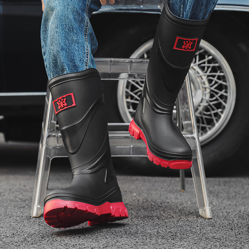 Rain shoes men's European and American style tall tube
