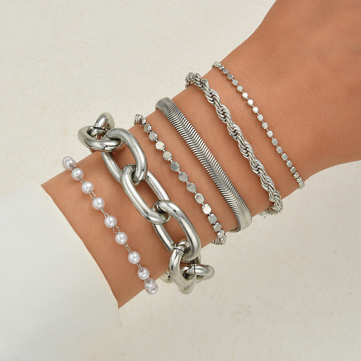 Pearl Twist Chain Bracelet Set