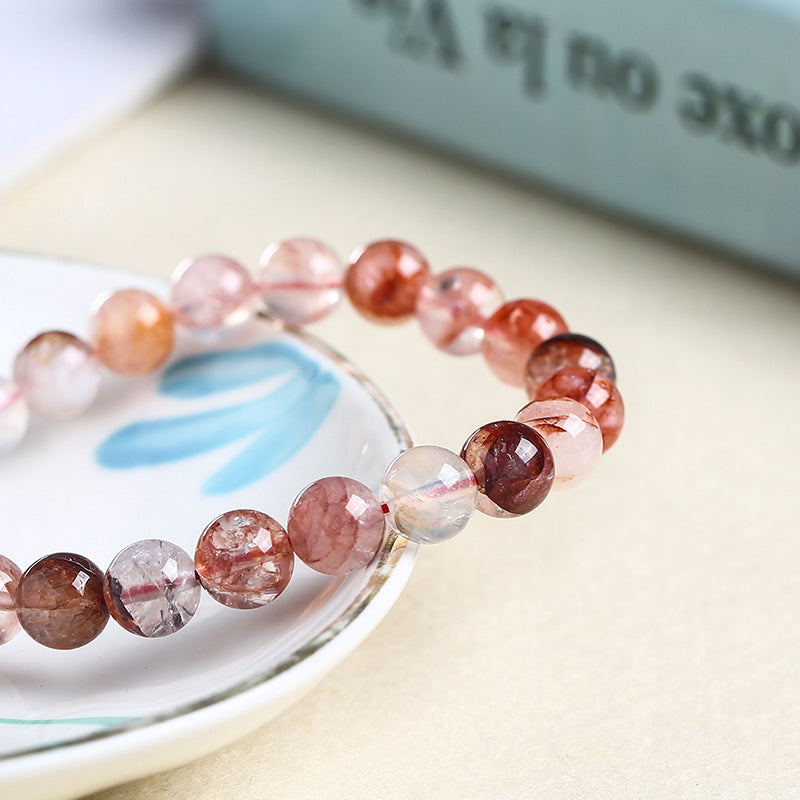 Pulsera de cristal con flores de pegamento rojo