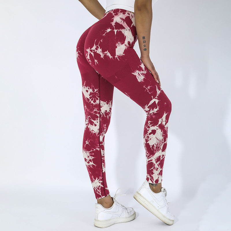 Tie-Dye High-Waist Butt-Lifting Sports Pants for Women