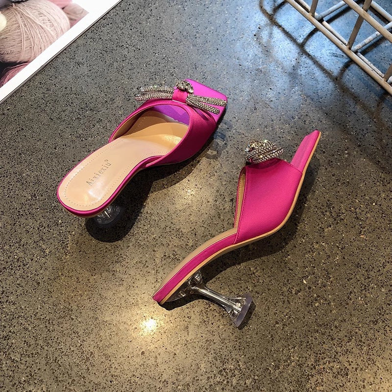 Stereo-heeled rhinestone heels for women