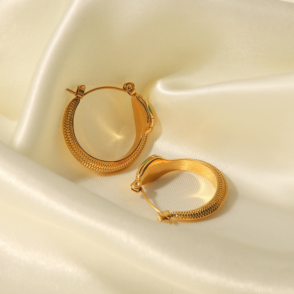 Snake Green Eye Earrings