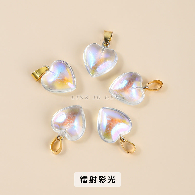 16Mm magic color glazed love-shaped glass pendant